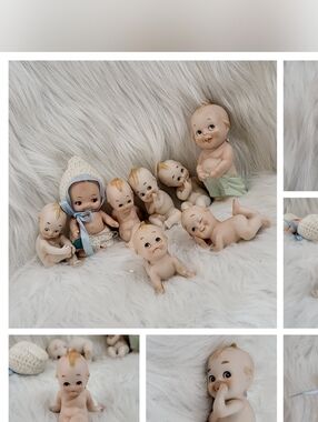 Lot Of 8 Kewpie Dolls, 6 x 3" ; 1 x 5" Droopy Pants ; 1 x 4" Obitsu Kewpie Dolls